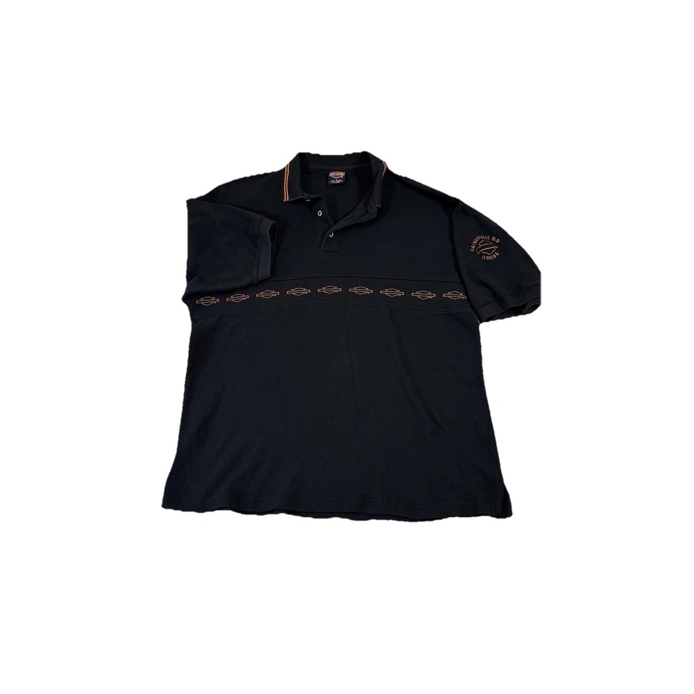 Harley-Davidson Shirt Mens Large Black Gainesville H-D Florida Polo Short Sleeve